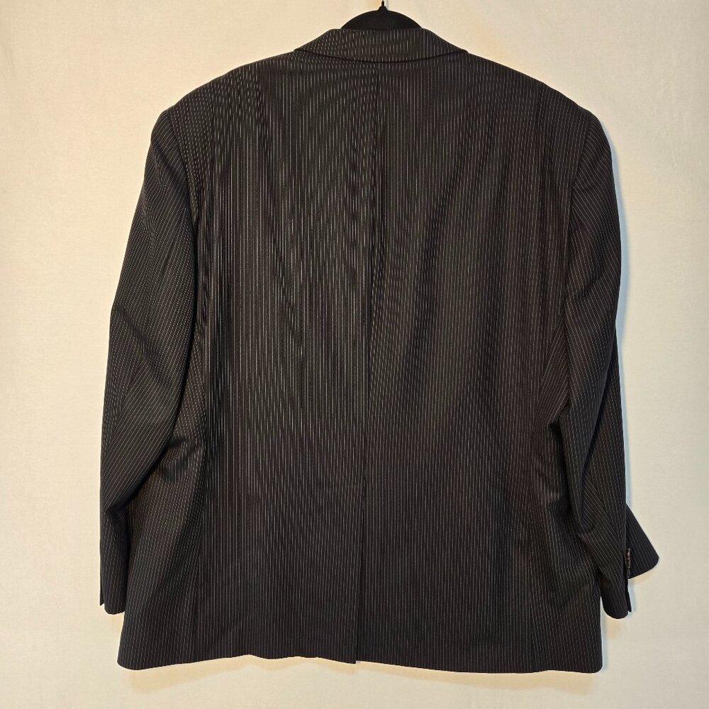 RALPH LAUREN Dillard's BLACK 100% Wool WHITE Pinstripe Blazer Men's Size 50R. - Picture 3 of 17